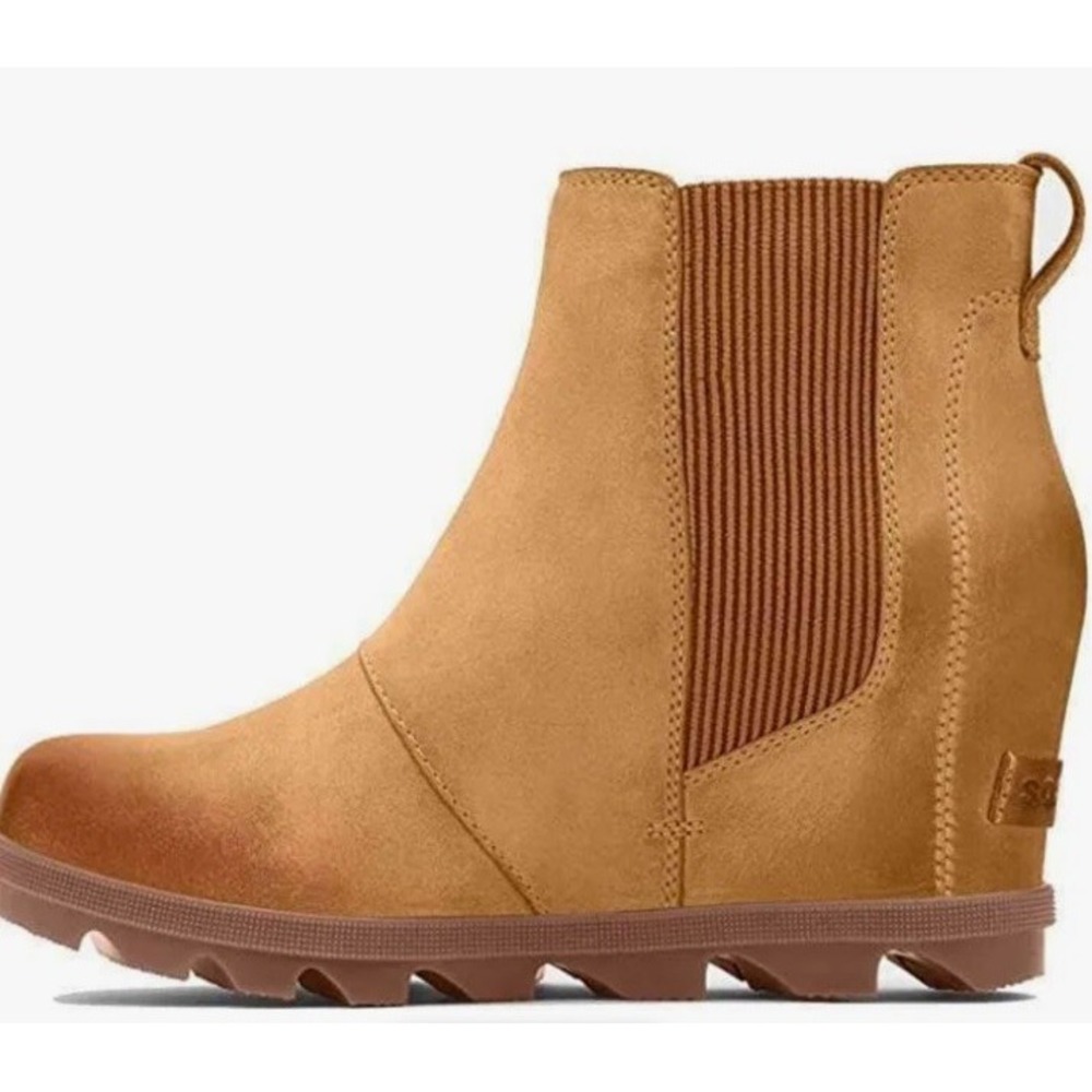 SOREL Women's Joan of Arctic Wedge lI Chelsea Boots Camel Brown Size 6 Utility